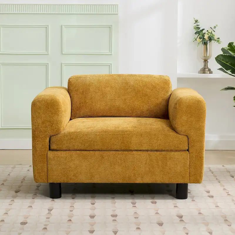Fauteuil d'appoint en velours tissé de 45,5 W avec coussin haute densité