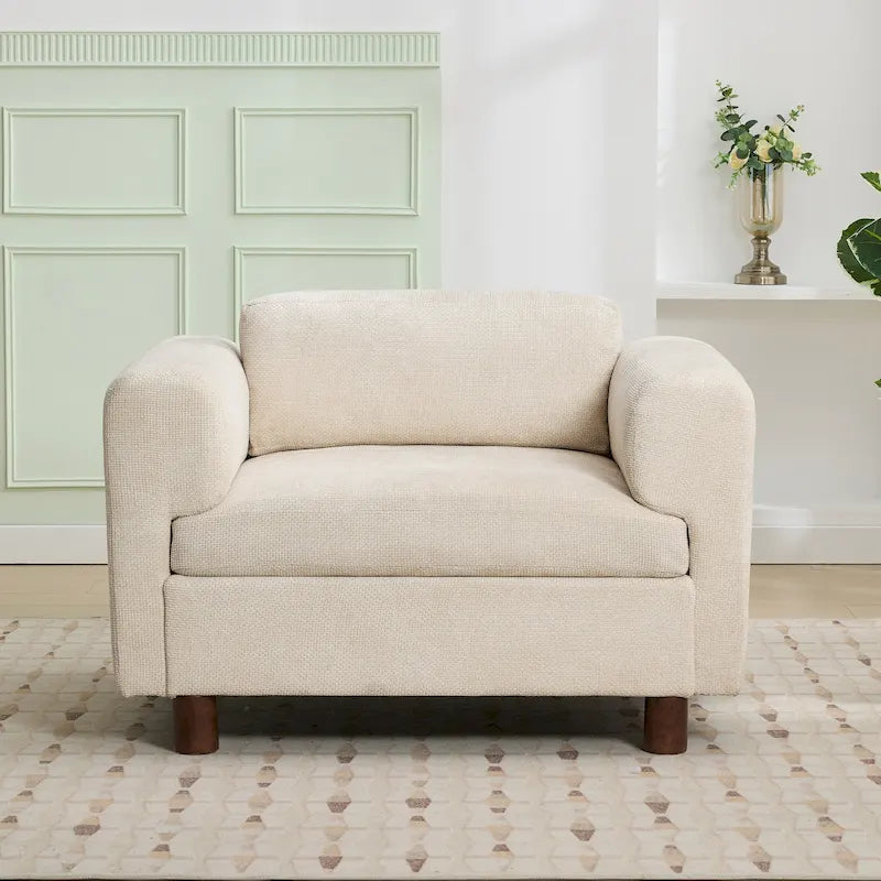Fauteuil d'appoint en velours tissé de 45,5 W avec coussin haute densité