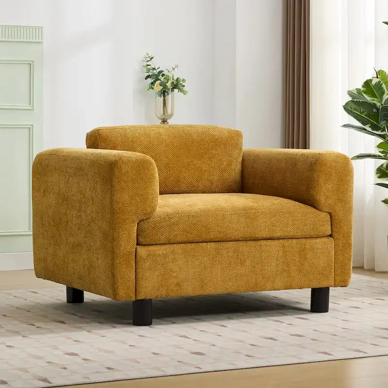 Fauteuil d'appoint en velours tissé de 45,5 W avec coussin haute densité