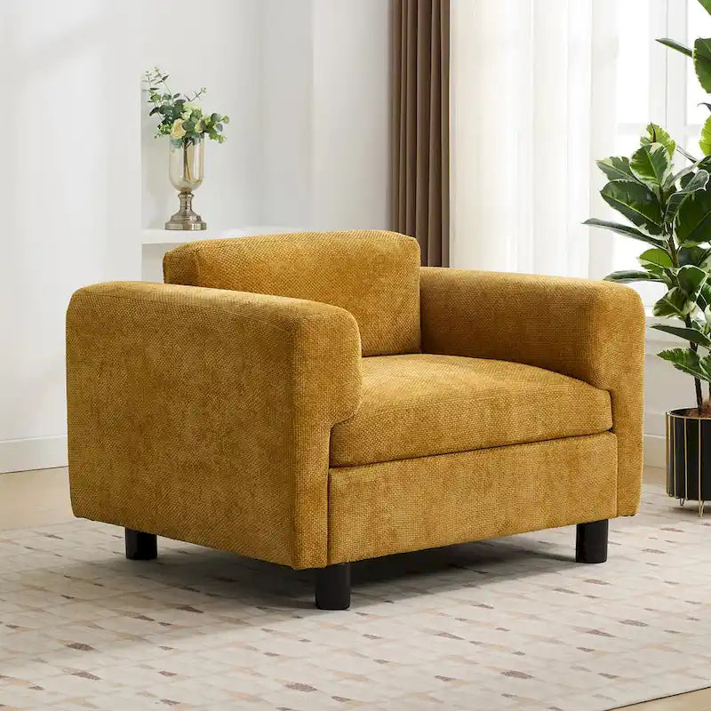 Fauteuil d'appoint en velours tissé de 45,5 W avec coussin haute densité