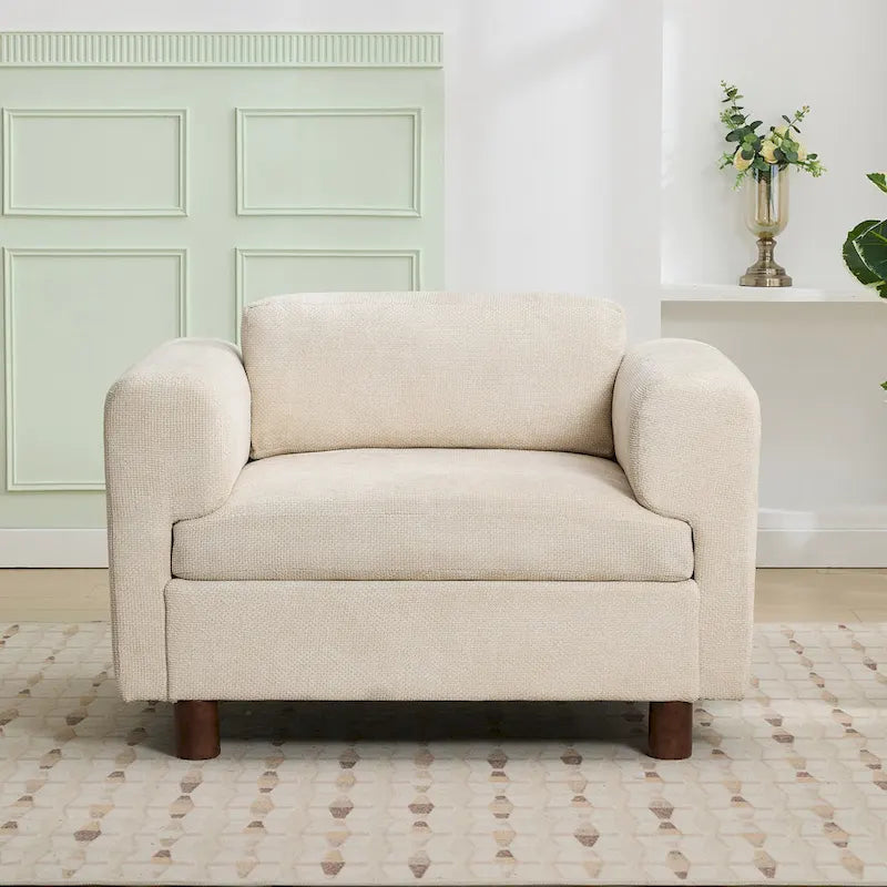 Fauteuil d'appoint en velours tissé de 45,5 W avec coussin haute densité