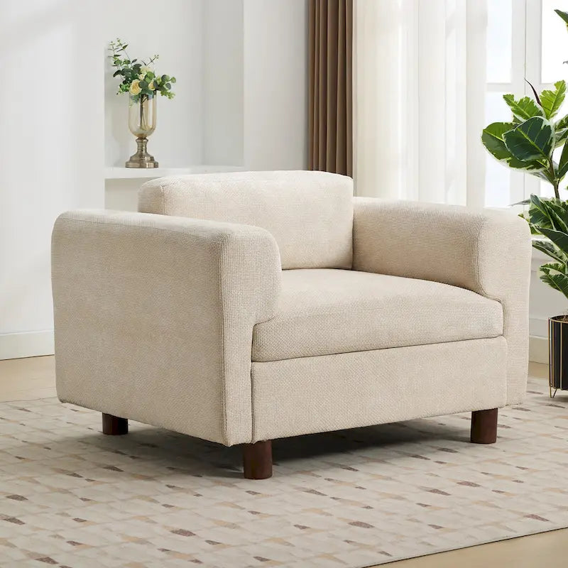 Fauteuil d'appoint en velours tissé de 45,5 W avec coussin haute densité