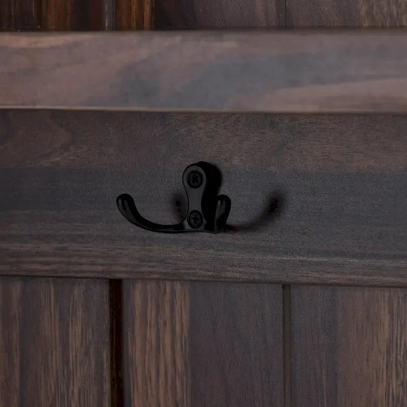 Porte-manteau moderne, banc d'entrée avec 2 étagères de rangement ouvertes, 4 patères doubles métalliques, pour entrée et couloir