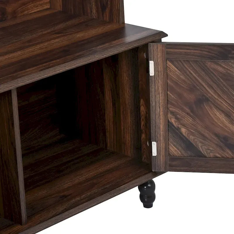 Porte-manteau moderne, banc d'entrée avec 2 étagères de rangement ouvertes, 4 patères doubles métalliques, pour entrée et couloir