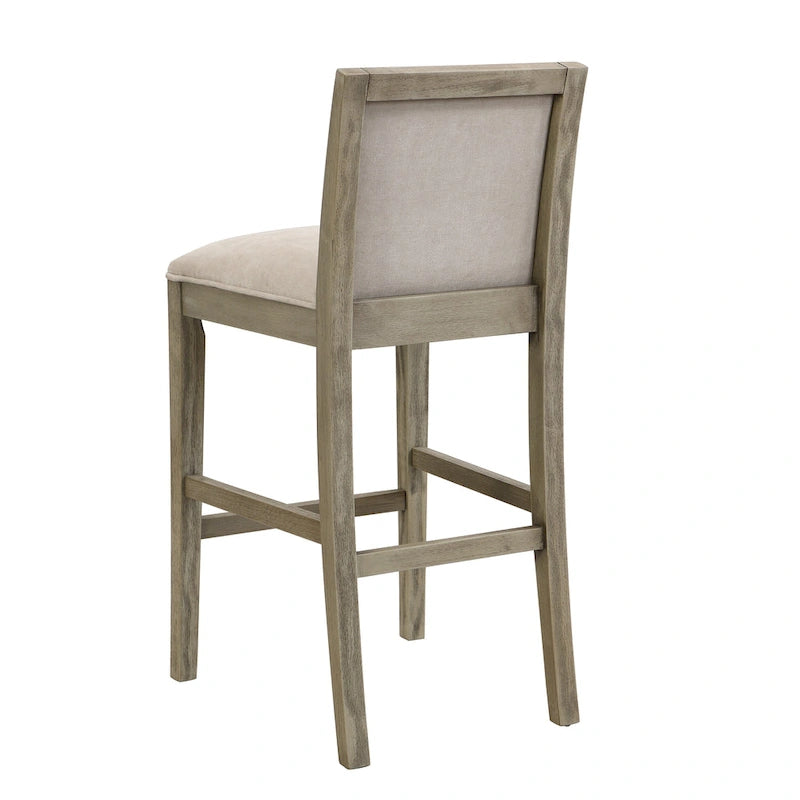 Tabourets de bar rétro, lot de 2 chaises hautes de bar rembourrées de 77,5 cm avec coussin en tissu et structure en bois