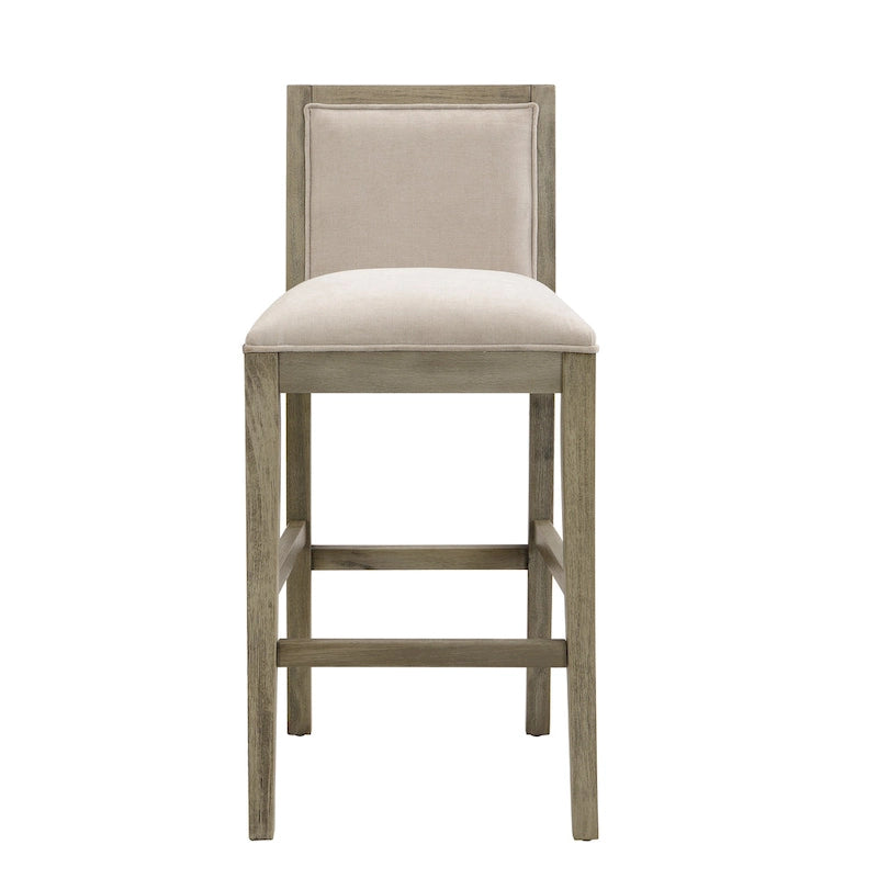 Tabourets de bar rétro, lot de 2 chaises hautes de bar rembourrées de 77,5 cm avec coussin en tissu et structure en bois
