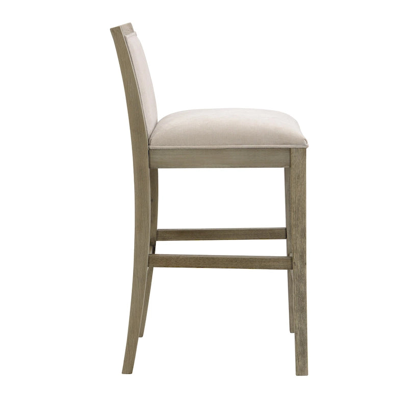 Tabourets de bar rétro, lot de 2 chaises hautes de bar rembourrées de 77,5 cm avec coussin en tissu et structure en bois