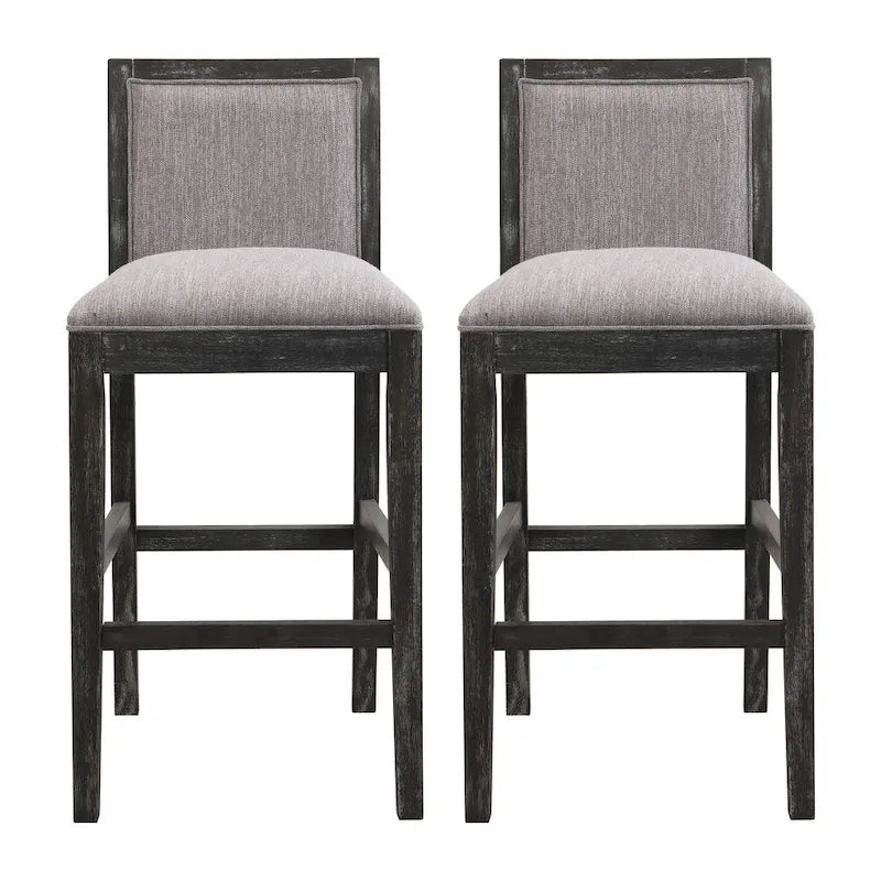 Tabourets de bar rétro, lot de 2 chaises hautes de bar rembourrées de 77,5 cm avec coussin en tissu et structure en bois