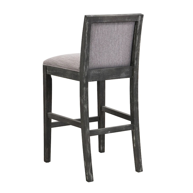 Tabourets de bar rétro, lot de 2 chaises hautes de bar rembourrées de 77,5 cm avec coussin en tissu et structure en bois
