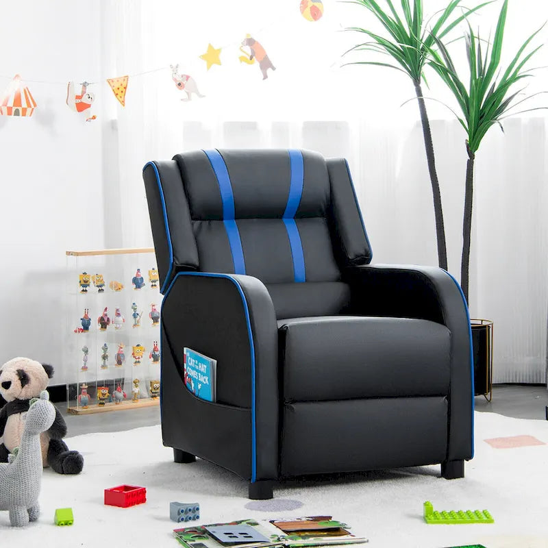 Fauteuil inclinable pour enfants en cuir ergonomique avec repose-pieds