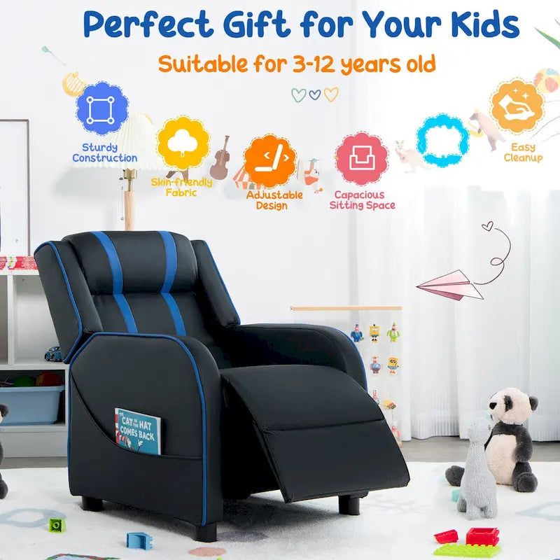 Fauteuil inclinable pour enfants en cuir ergonomique avec repose-pieds