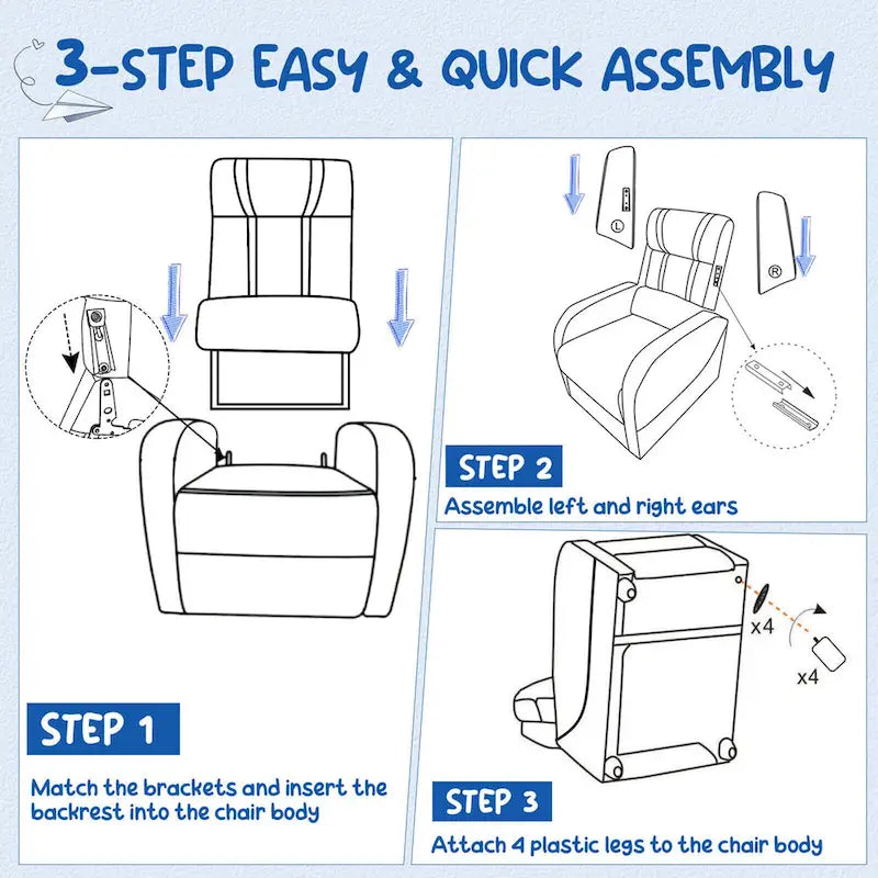 Fauteuil inclinable pour enfants en cuir ergonomique avec repose-pieds
