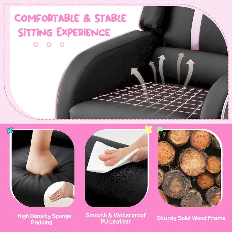 Fauteuil inclinable pour enfants en cuir ergonomique avec repose-pieds