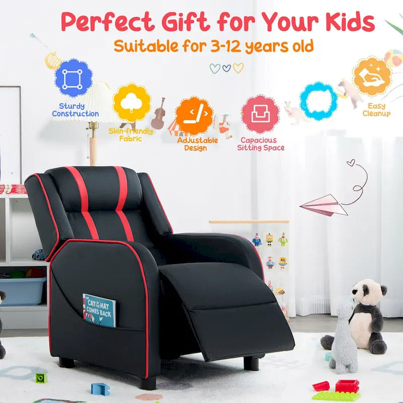 Fauteuil inclinable pour enfants en cuir ergonomique avec repose-pieds