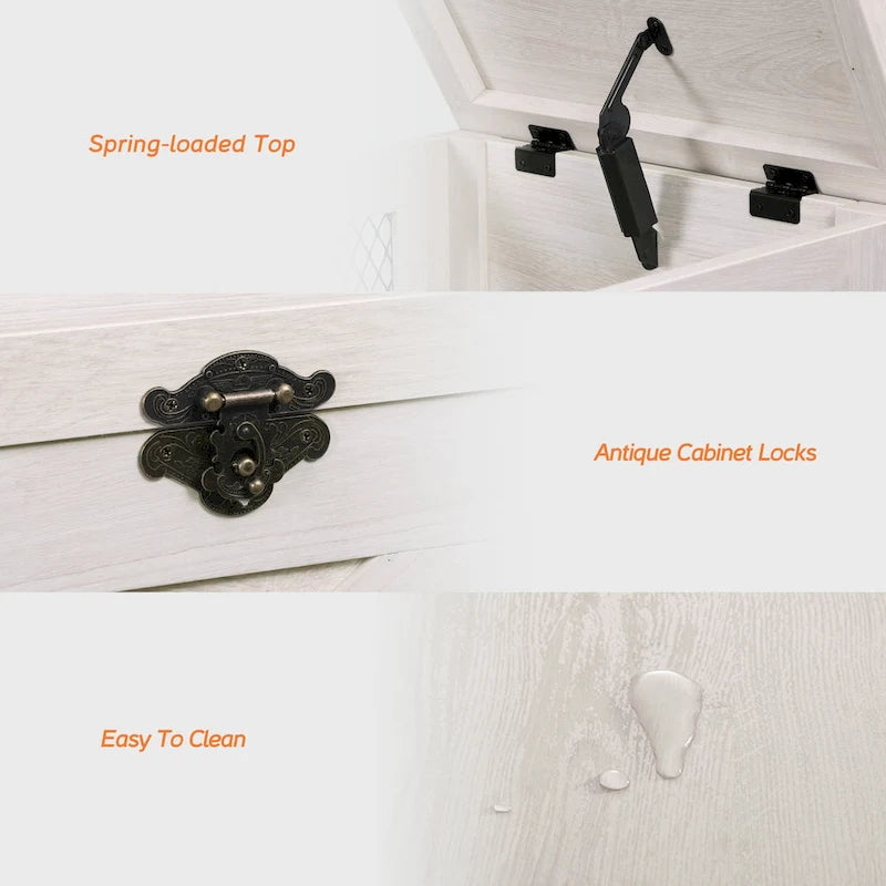 Table de chevet avec plateau relevable et serrure rustique