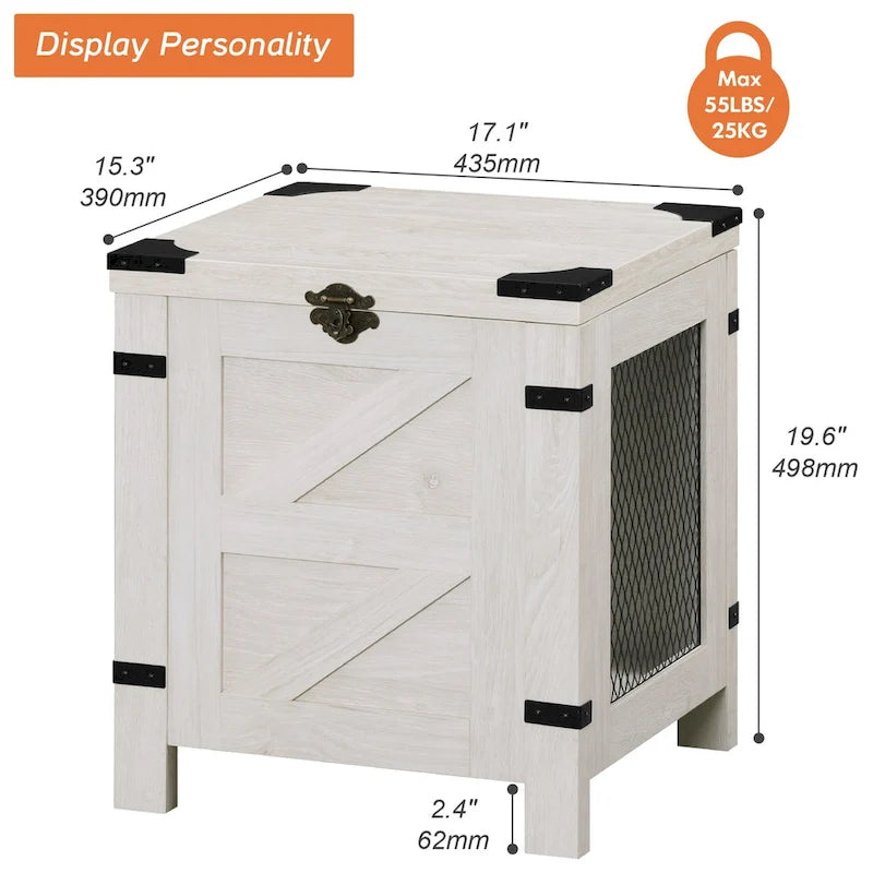 Table de chevet avec plateau relevable et serrure rustique