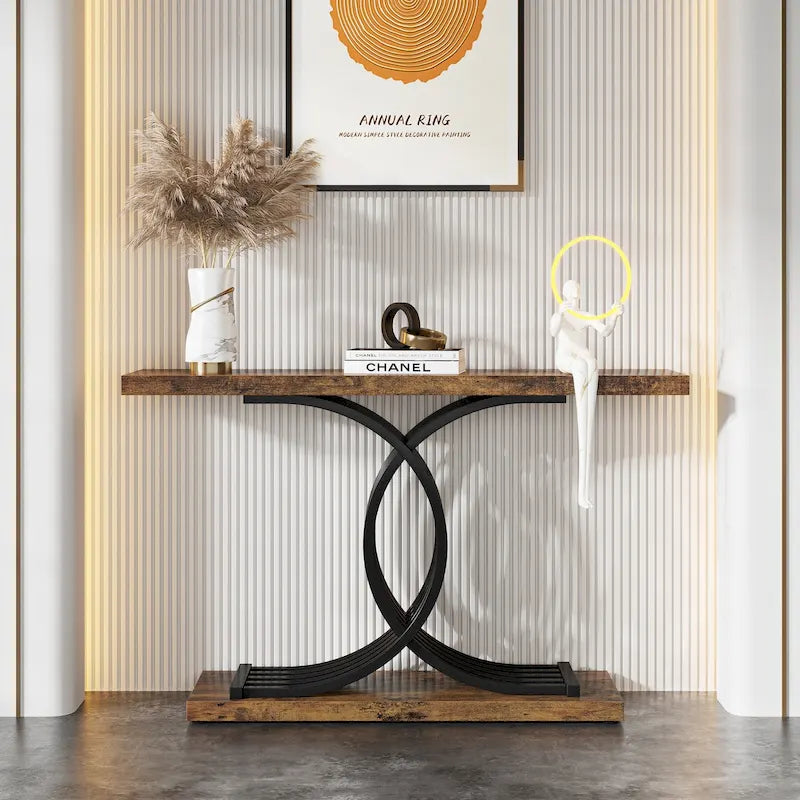 40 Table Console Moderne, Table d'Entrée en Faux Marbre pour Foyer