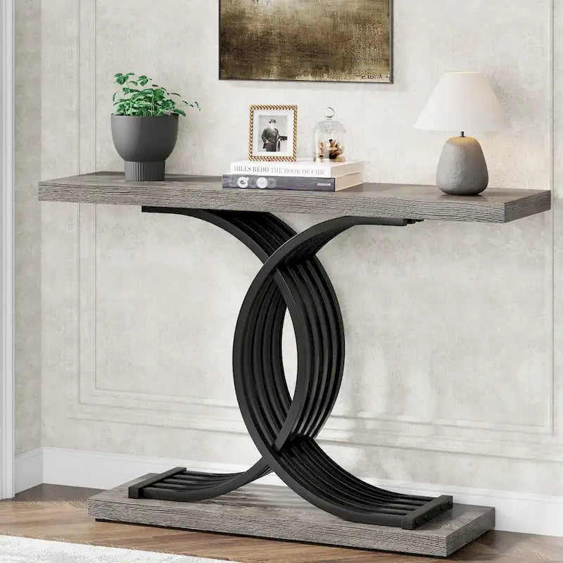 40 Table Console Moderne, Table d'Entrée en Faux Marbre pour Foyer