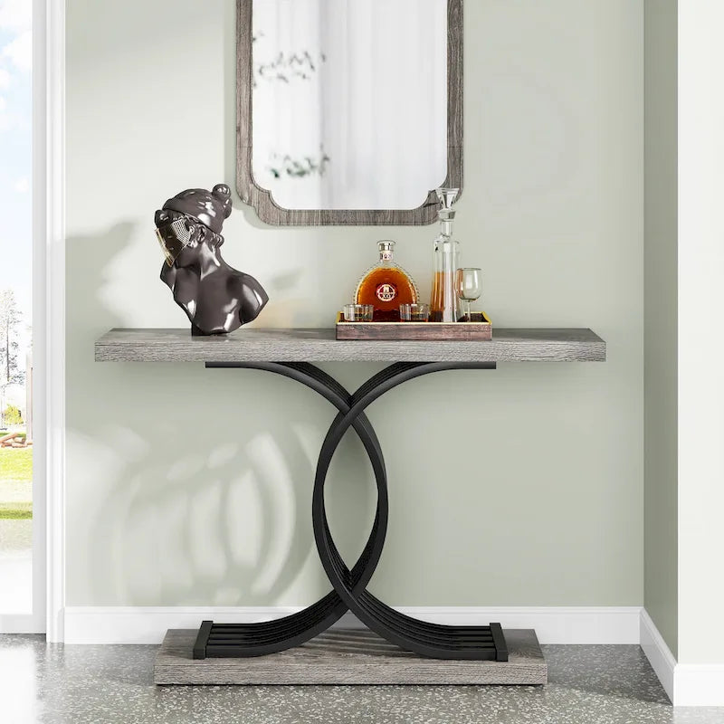 40 Table Console Moderne, Table d'Entrée en Faux Marbre pour Foyer