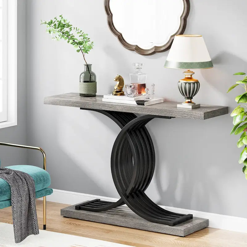 40 Table Console Moderne, Table d'Entrée en Faux Marbre pour Foyer