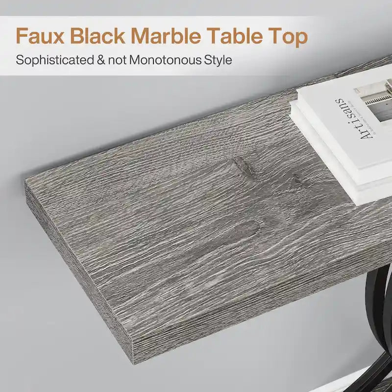 40 Table Console Moderne, Table d'Entrée en Faux Marbre pour Foyer