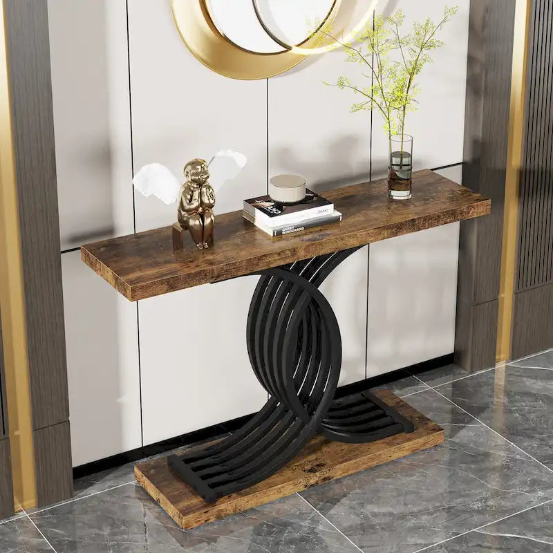 40 Table Console Moderne, Table d'Entrée en Faux Marbre pour Foyer