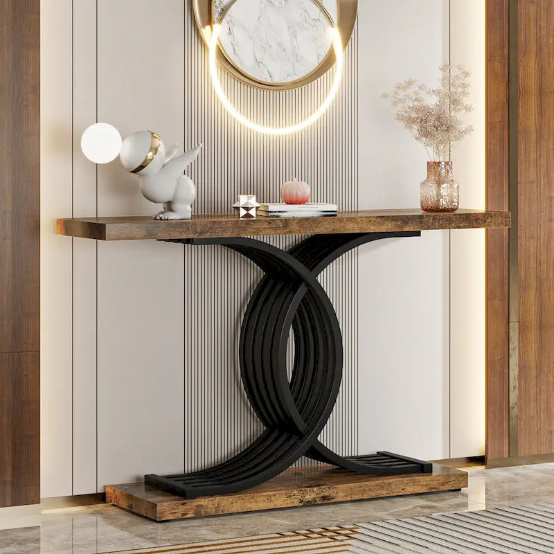 40 Table Console Moderne, Table d'Entrée en Faux Marbre pour Foyer