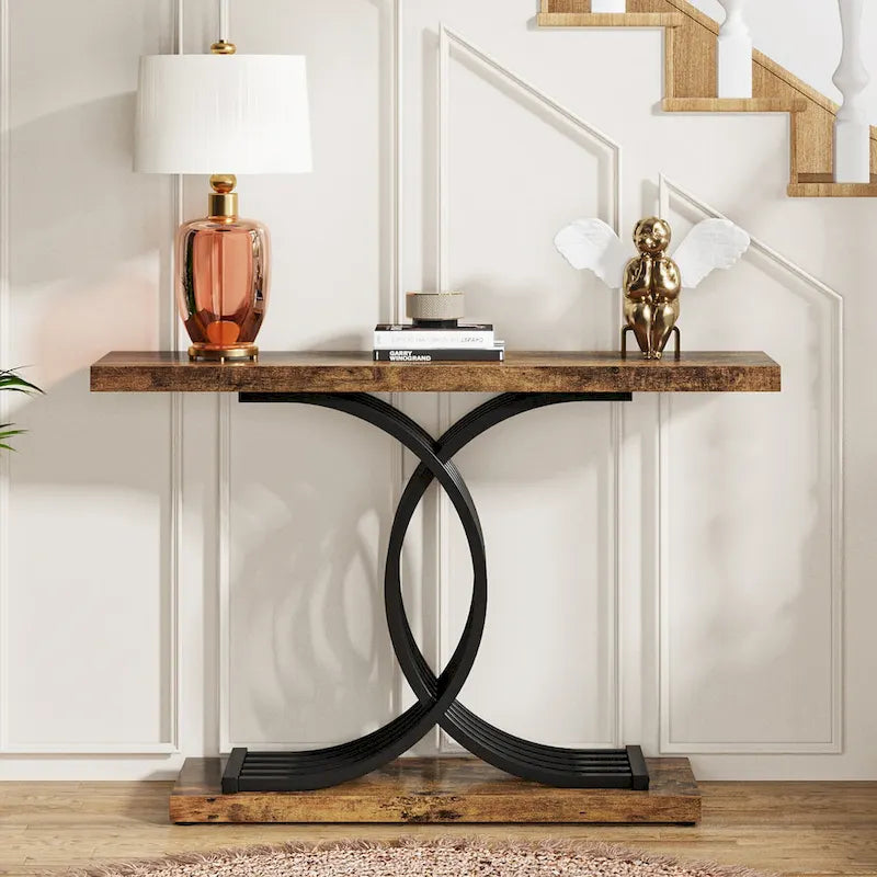 40 Table Console Moderne, Table d'Entrée en Faux Marbre pour Foyer