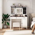 Coiffeuse de 106 cm de large avec 4 tiroirs et 1 meuble de rangement Coiffeuse