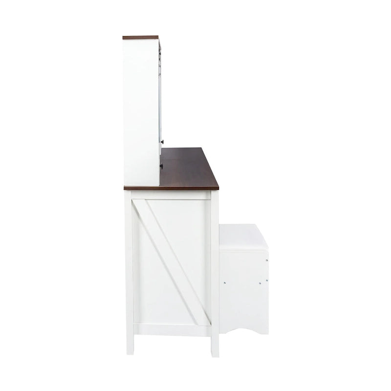 Coiffeuse de 106 cm de large avec 4 tiroirs et 1 meuble de rangement Coiffeuse