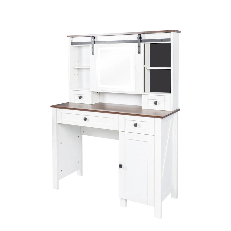 Coiffeuse de 106 cm de large avec 4 tiroirs et 1 meuble de rangement Coiffeuse