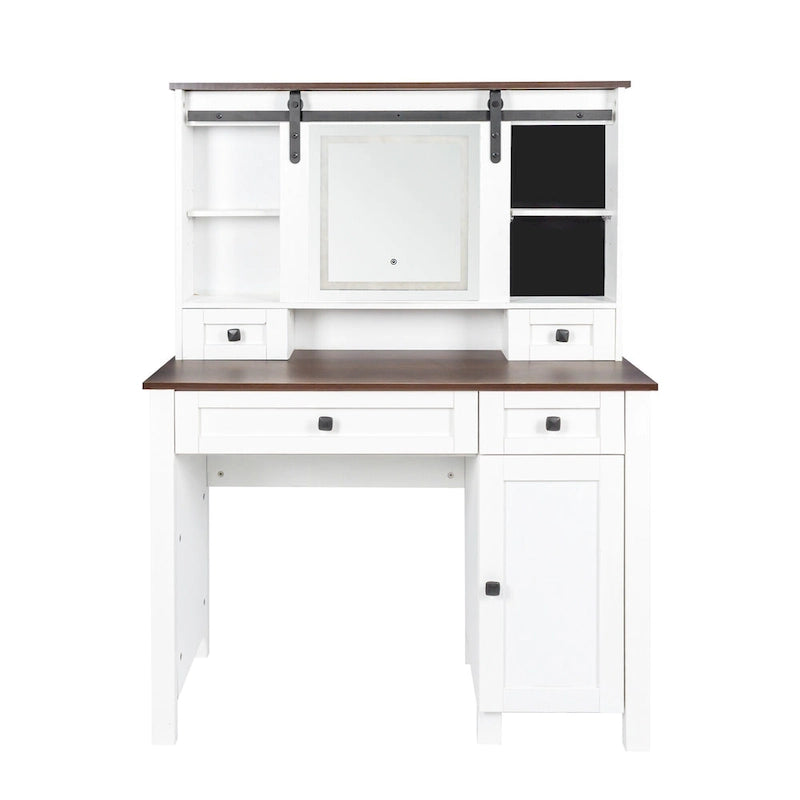 Coiffeuse de 106 cm de large avec 4 tiroirs et 1 meuble de rangement Coiffeuse