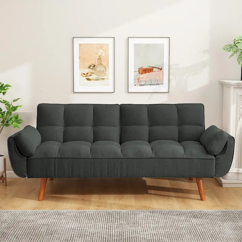 Canapé-Lit Futon 75.39 POUCES, Canapé-Lit Convertible Rembourré avec Dossier Inclinable Tufté et Divisé