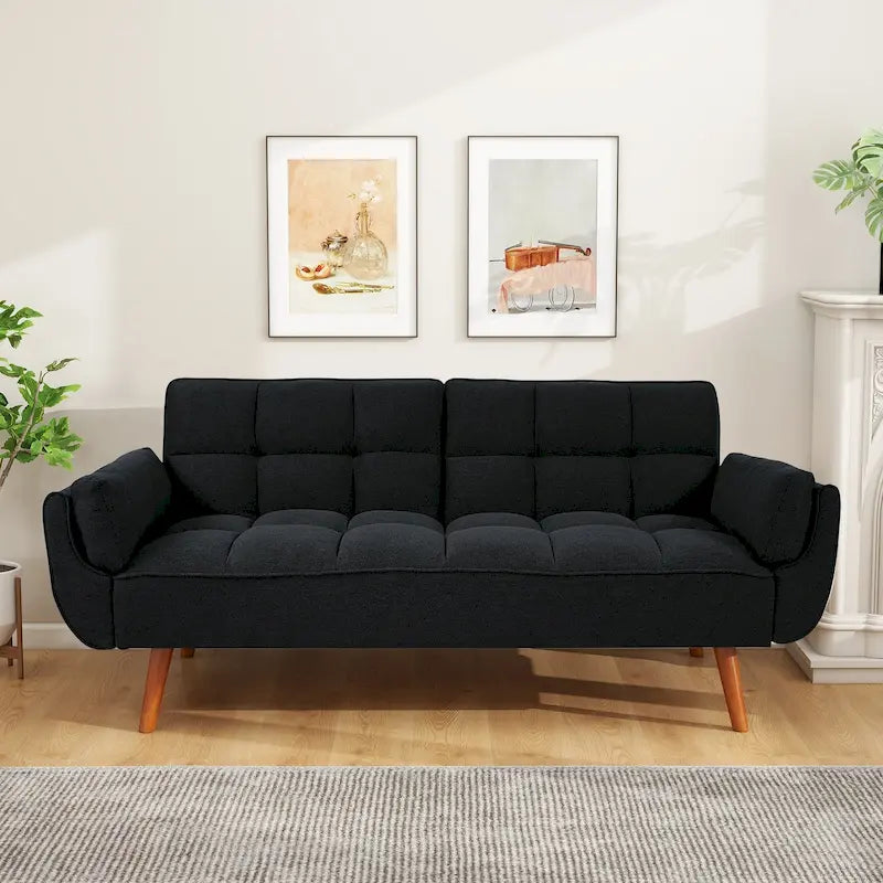 Canapé-Lit Futon 75.39 POUCES, Canapé-Lit Convertible Rembourré avec Dossier Inclinable Tufté et Divisé