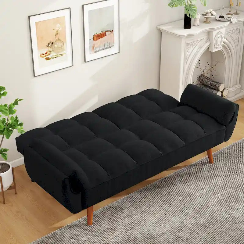 Canapé-Lit Futon 75.39 POUCES, Canapé-Lit Convertible Rembourré avec Dossier Inclinable Tufté et Divisé