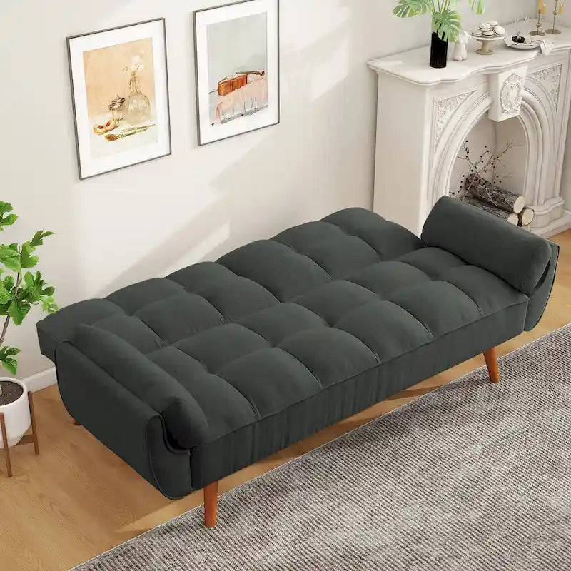 Canapé-Lit Futon 75.39 POUCES, Canapé-Lit Convertible Rembourré avec Dossier Inclinable Tufté et Divisé