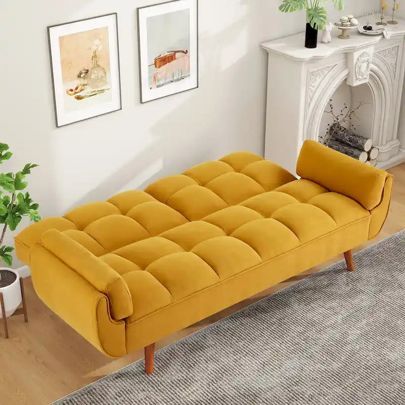 Canapé-Lit Futon 75.39 POUCES, Canapé-Lit Convertible Rembourré avec Dossier Inclinable Tufté et Divisé