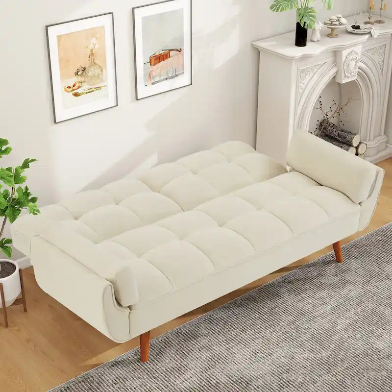 Canapé-Lit Futon 75.39 POUCES, Canapé-Lit Convertible Rembourré avec Dossier Inclinable Tufté et Divisé