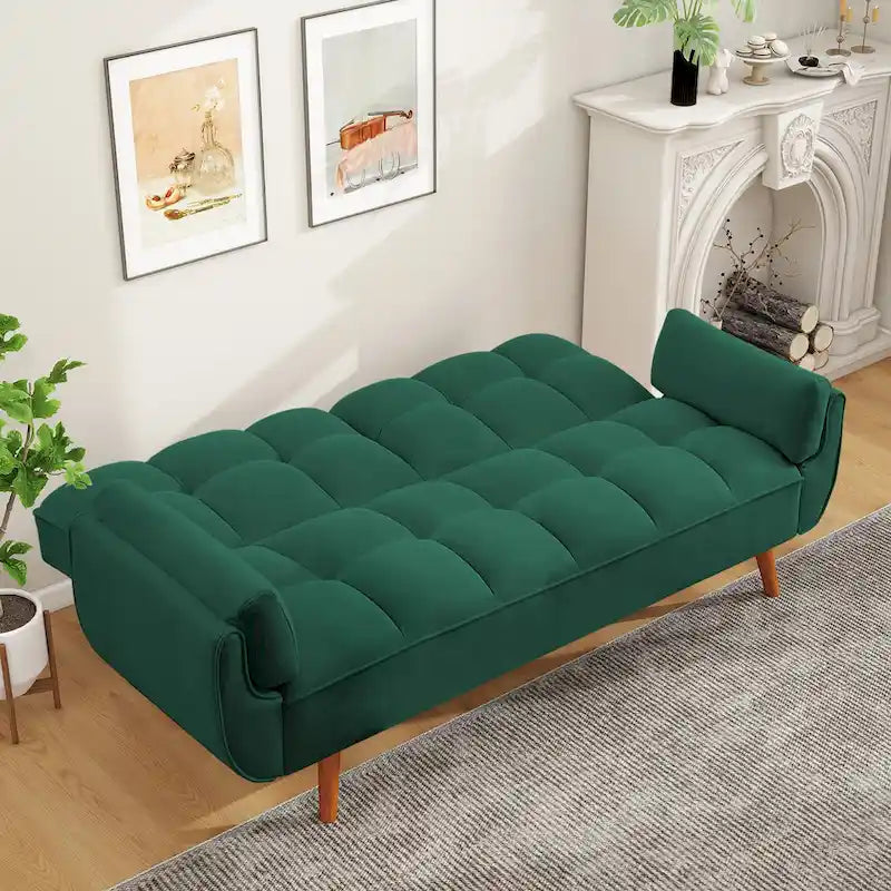 Canapé-Lit Futon 75.39 POUCES, Canapé-Lit Convertible Rembourré avec Dossier Inclinable Tufté et Divisé