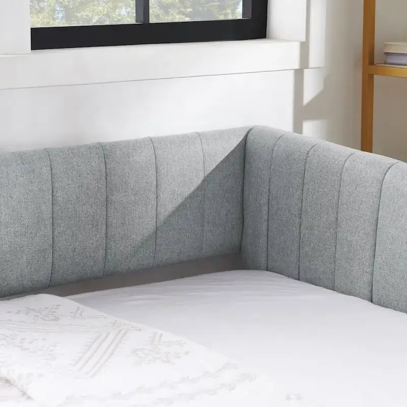 Lit de repos en lin double avec lit gigogne et rayures verticales - Capacité de 227 kg