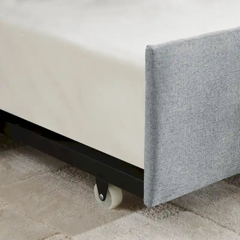Lit de repos en lin double avec lit gigogne et rayures verticales - Capacité de 227 kg