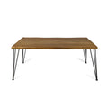 Table à manger en bois d'acacia de 72 pouces - finition teck + métal rustique