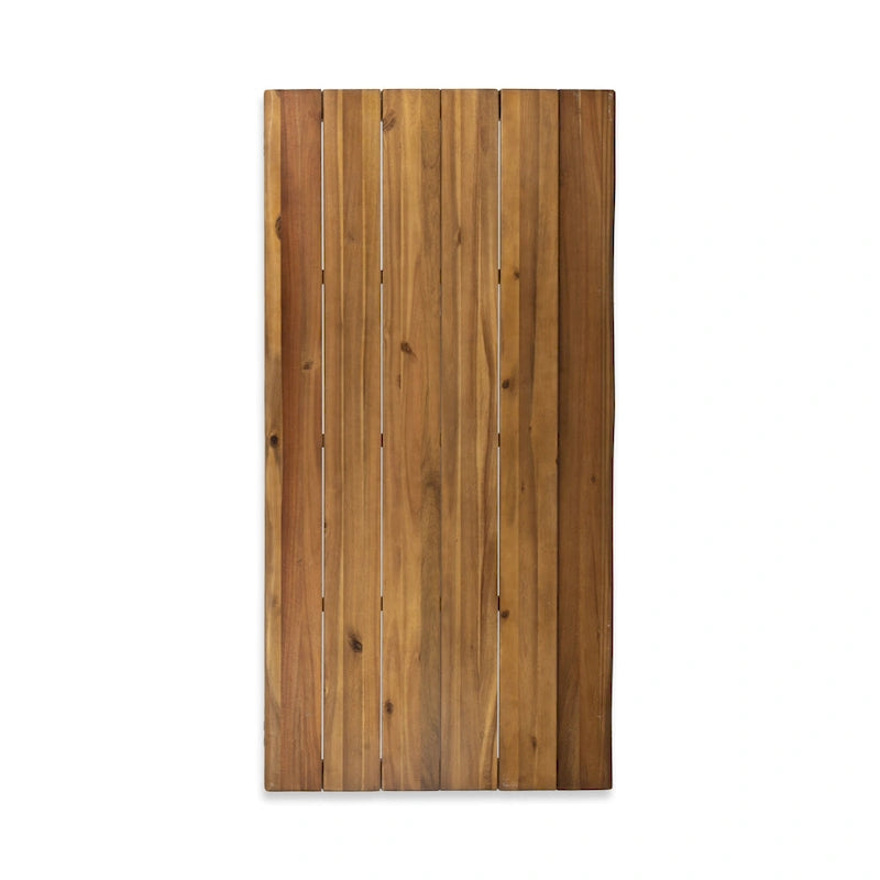 Table à manger en bois d'acacia de 72 pouces - finition teck + métal rustique