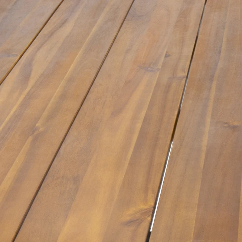 Table à manger en bois d'acacia de 72 pouces - finition teck + métal rustique