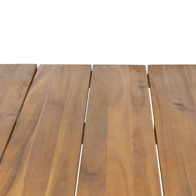 Table à manger en bois d'acacia de 72 pouces - finition teck + métal rustique