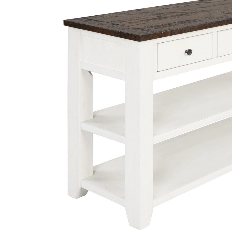 Table console en pin massif de 48 pouces avec 3 tiroirs de rangement et 2 étagères. Table d'appoint moderne pour entrée de canapé. Facile à assembler.