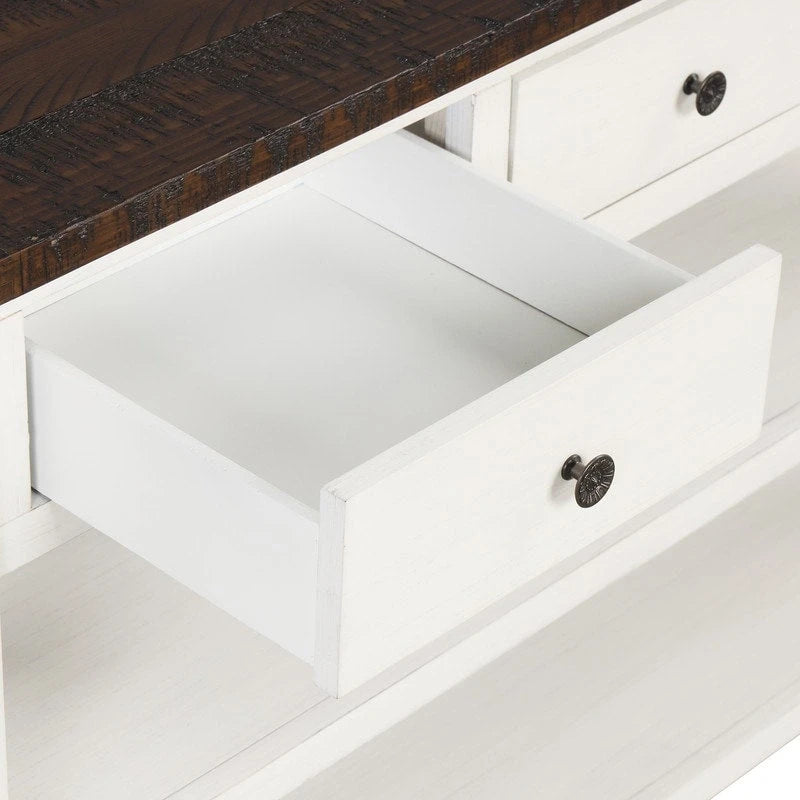 Table console en pin massif de 48 pouces avec 3 tiroirs de rangement et 2 étagères. Table d'appoint moderne pour entrée de canapé. Facile à assembler.