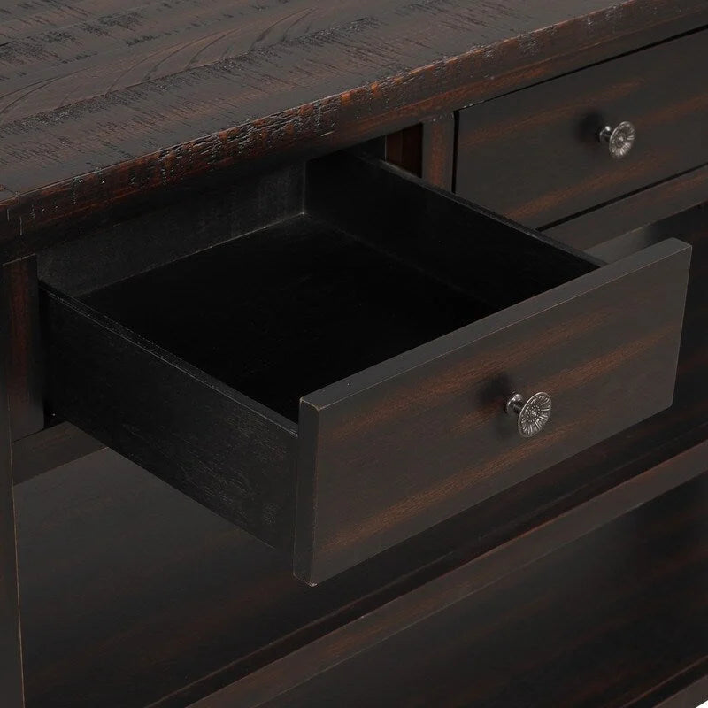 Table console en pin massif de 48 pouces avec 3 tiroirs de rangement et 2 étagères. Table d'appoint moderne pour entrée de canapé. Facile à assembler.