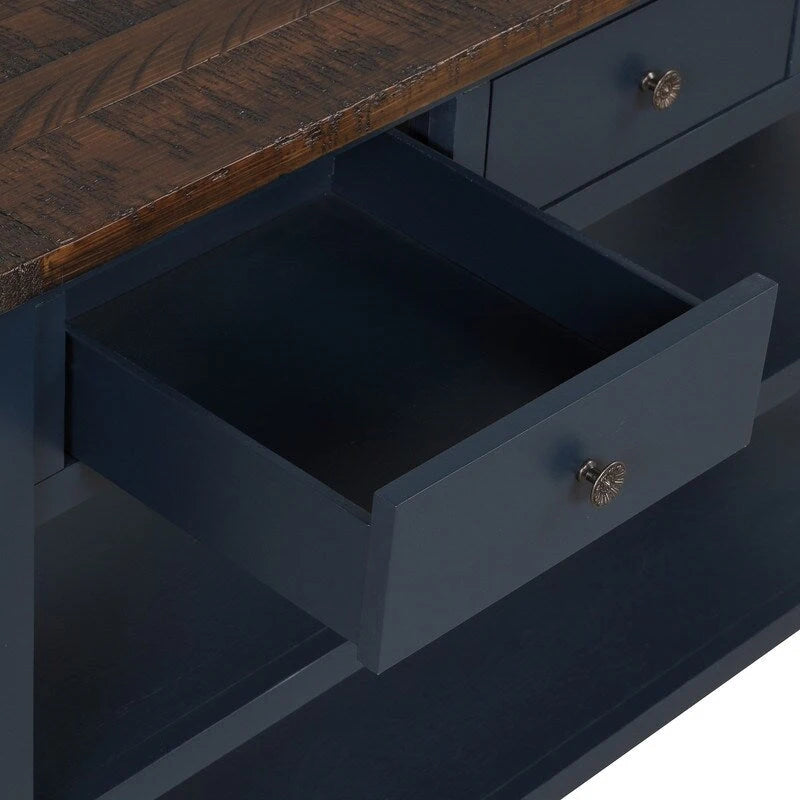 Table console en pin massif de 48 pouces avec 3 tiroirs de rangement et 2 étagères. Table d'appoint moderne pour entrée de canapé. Facile à assembler.