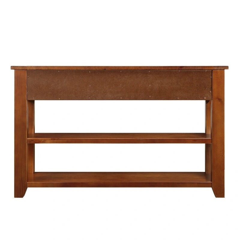 Table console en pin massif de 48 pouces avec 3 tiroirs de rangement et 2 étagères. Table d'appoint moderne pour entrée de canapé. Facile à assembler.